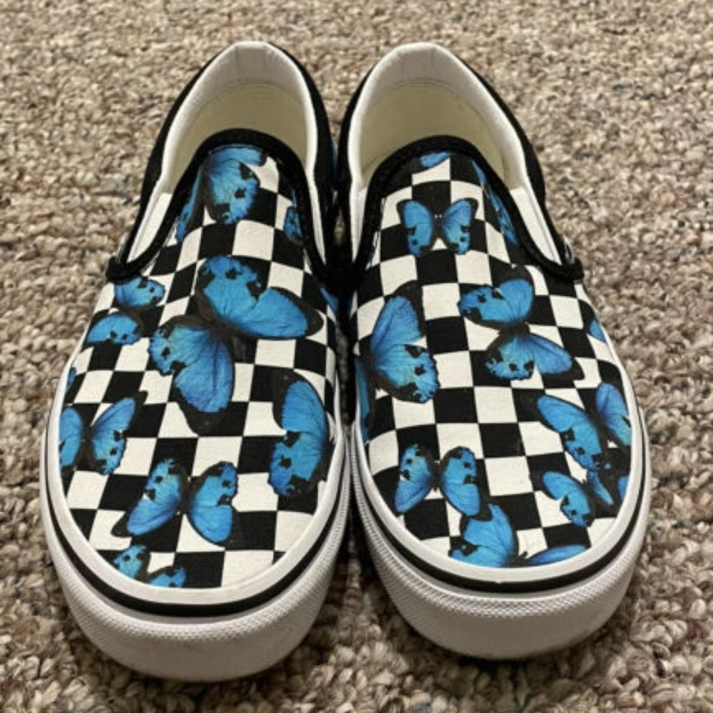 VANS Classic Slip On Butterfly Checkerboard Women's Size 6 - With Box